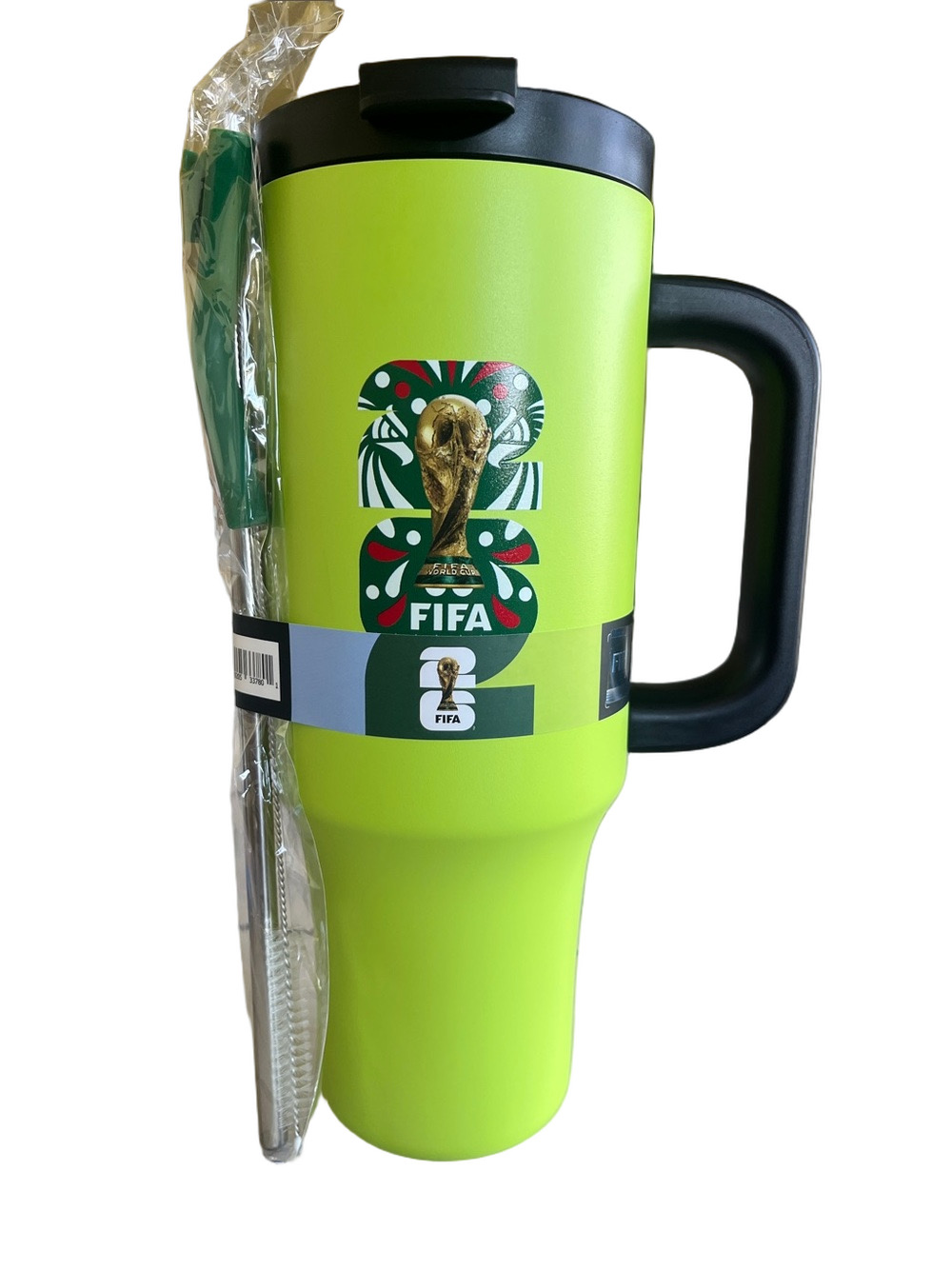 FIFA ‘w6 World Cup Mexico 40 oz Stainless Steel Travel Mug with Handle - Green